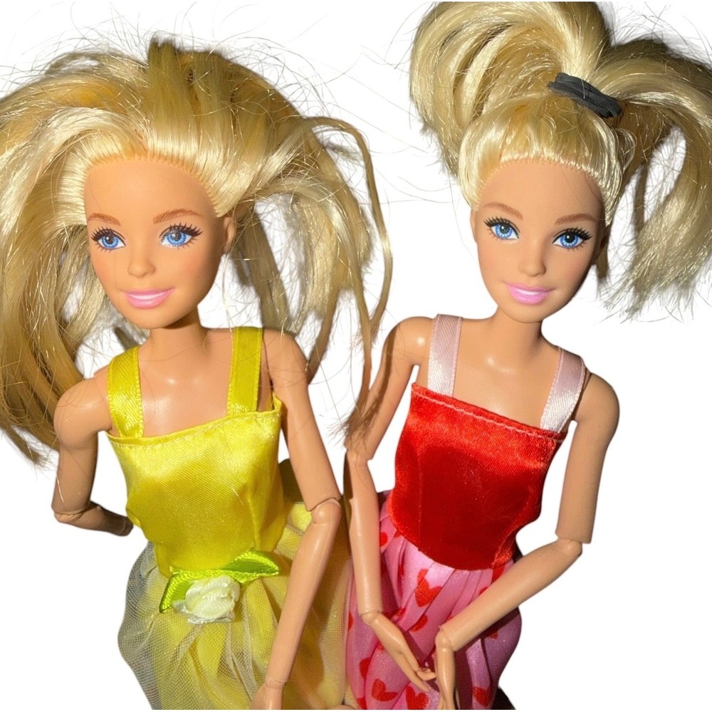 Two Mattel Barbie 2013 Blonde Blue Eyes Made To Move Articulated Dolls Dressed - Picture 5 of 8